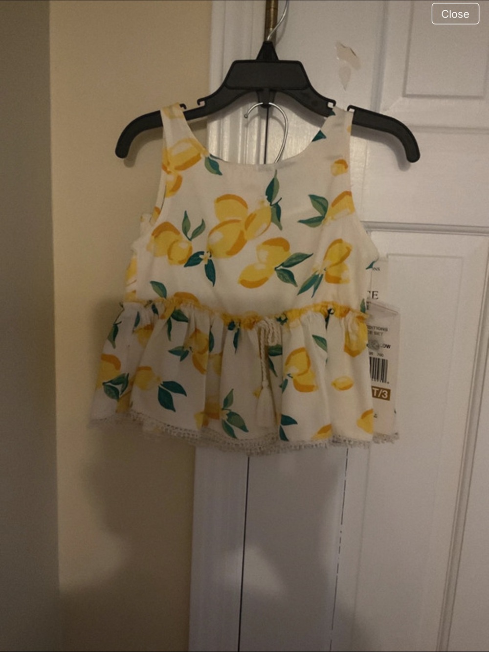 Rare Editions Yellow Lemon Print Peplum Top with shorts